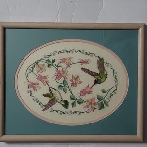 Vintage 16Hx13W Picture Frame,The Needlepoint Birds&Flowers 12Hx9W Multicolors